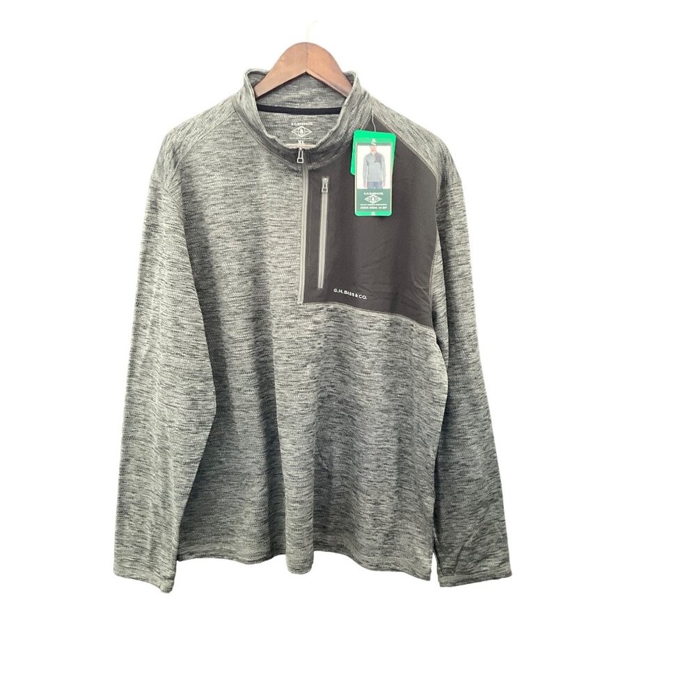 G.H. Bass & Co. Mixed Media 1/4 Zip Pullover Sweater XL Gray